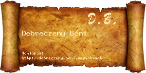 Debreczeny Béni névjegykártya